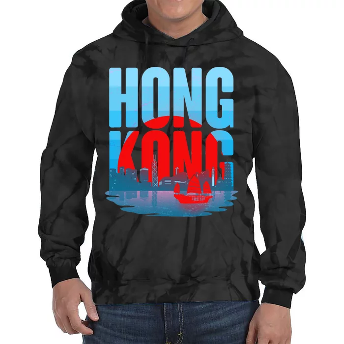 Vintage Hong Kong Skyline Tie Dye Hoodie