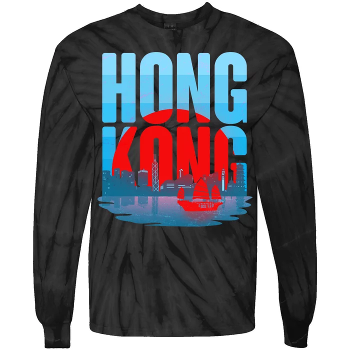 Vintage Hong Kong Skyline Tie-Dye Long Sleeve Shirt