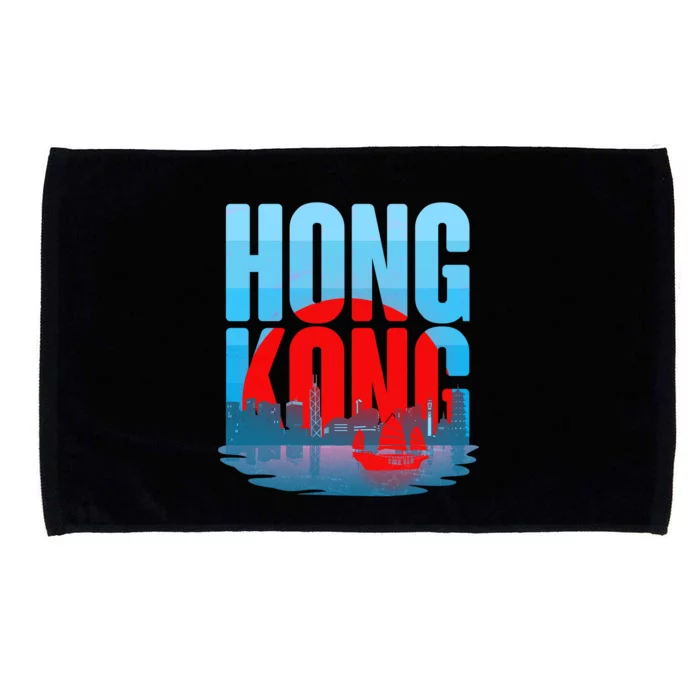 Vintage Hong Kong Skyline Microfiber Hand Towel