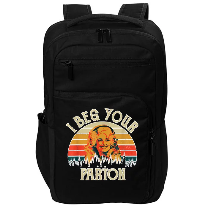 Vintage I Beg Your Parton Funny Impact Tech Backpack