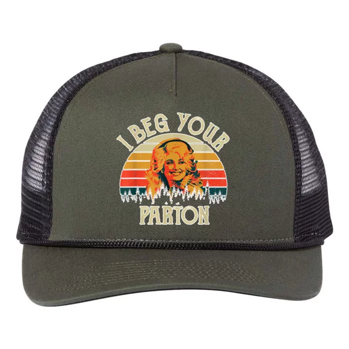 Vintage I Beg Your Parton Funny Retro Rope Trucker Hat Cap