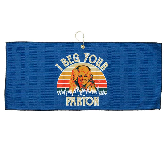 Vintage I Beg Your Parton Funny Large Microfiber Waffle Golf Towel