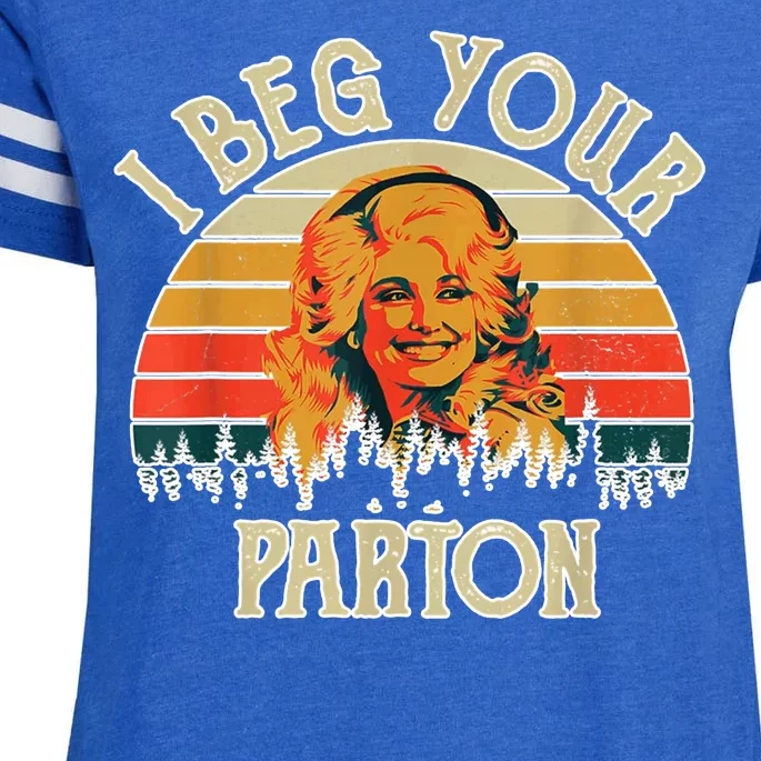 Vintage I Beg Your Parton Funny Enza Ladies Jersey Football T-Shirt