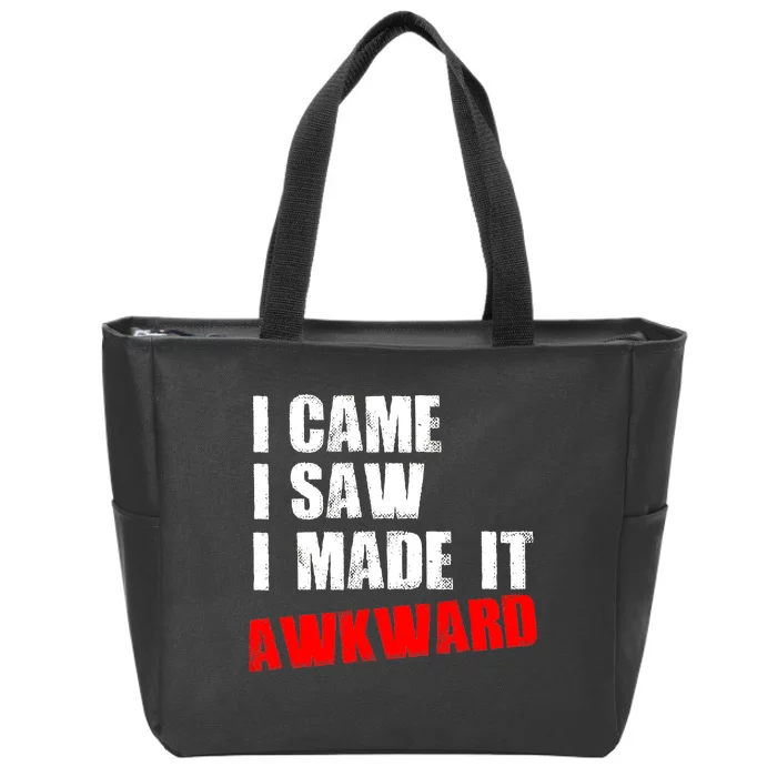 Vintage I Came I Saw I Made It Awkward Stamped Zip Tote Bag