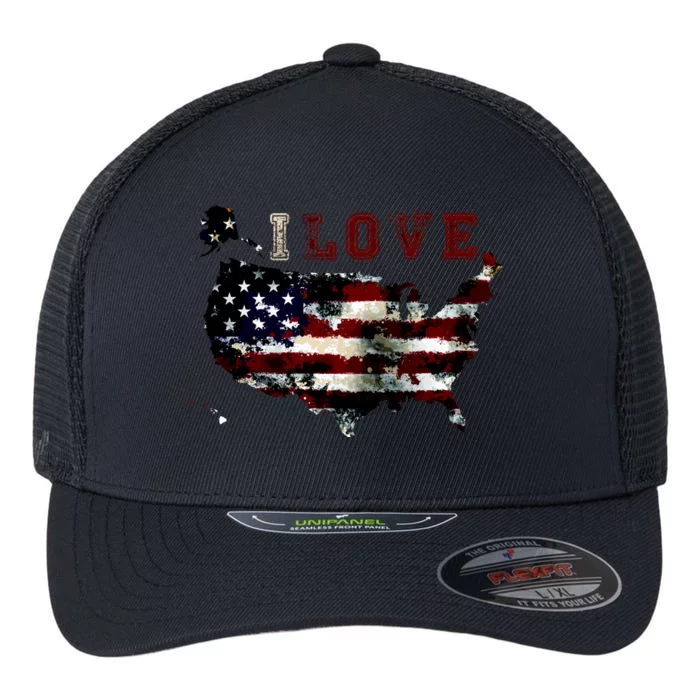 Vintage I Love The USA - United States Flexfit Unipanel Trucker Cap