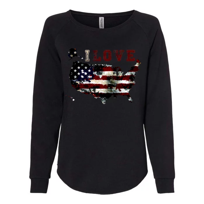 Vintage I Love The USA - United States Womens California Wash Sweatshirt