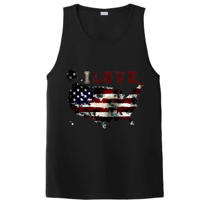 Vintage I Love The USA - United States Performance Tank