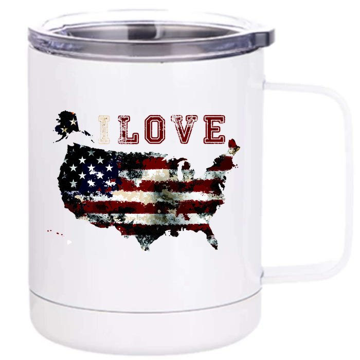 Vintage I Love The USA - United States Front & Back 12oz Stainless Steel Tumbler Cup