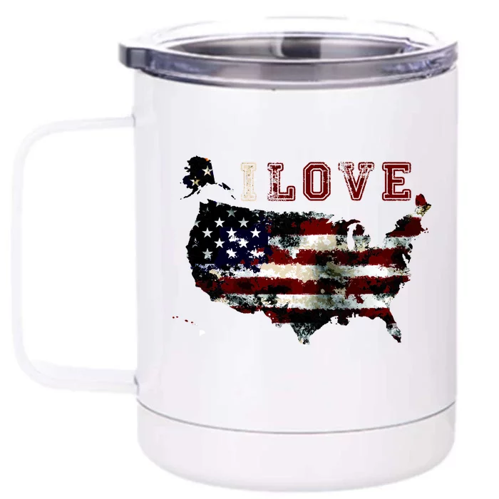 Vintage I Love The USA - United States Front & Back 12oz Stainless Steel Tumbler Cup