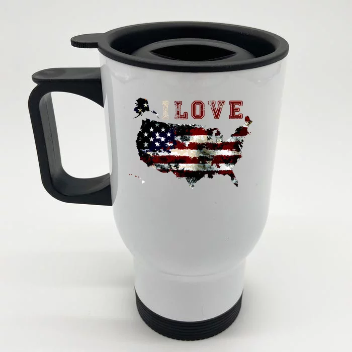 Vintage I Love The USA - United States Front & Back Stainless Steel Travel Mug