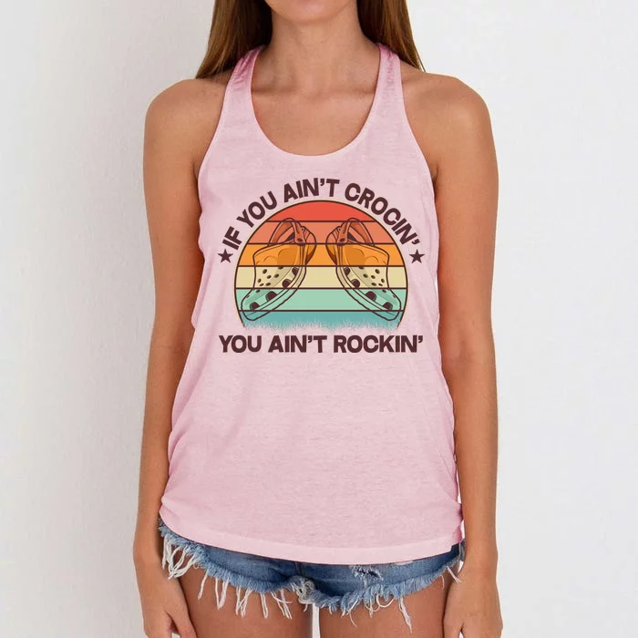 Vintage If You Ain't Crocin' You Ain't Rockin' Women's Knotted Racerback Tank