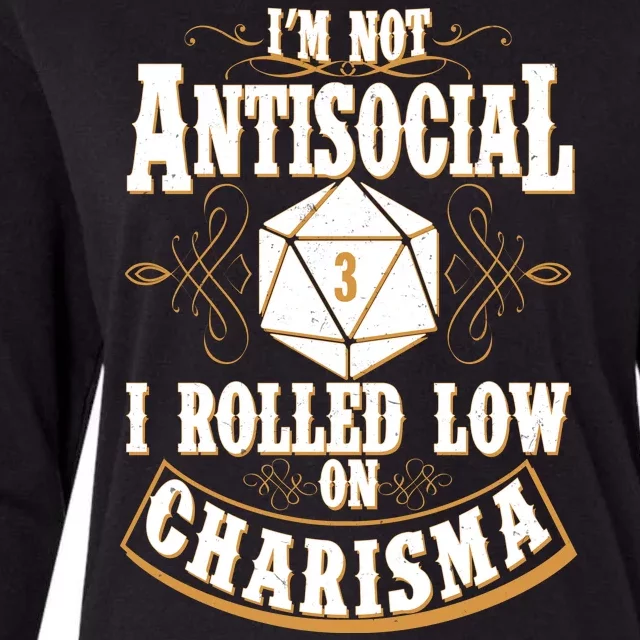 Vintage I'm Not Antisocial I Rolled Low On Charisma Womens Cotton Relaxed Long Sleeve T-Shirt