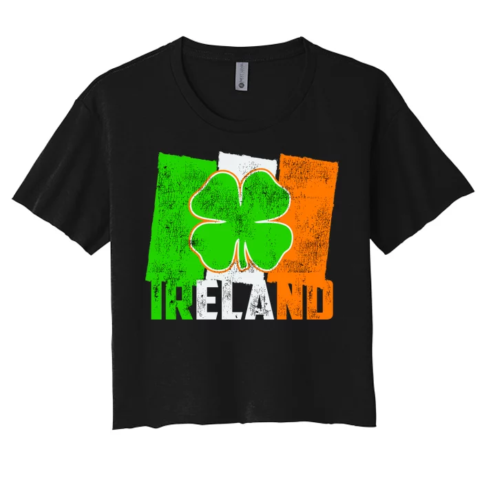 Vintage Ireland Irish Flag St. Patrick's Day Women's Crop Top Tee