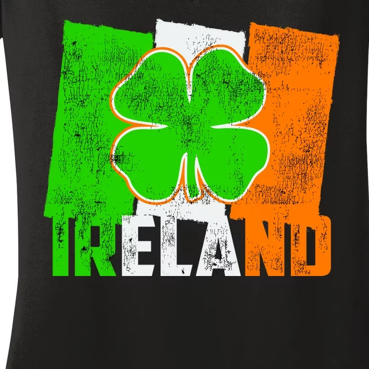 Vintage Ireland Irish Flag St. Patrick's Day Women's V-Neck T-Shirt