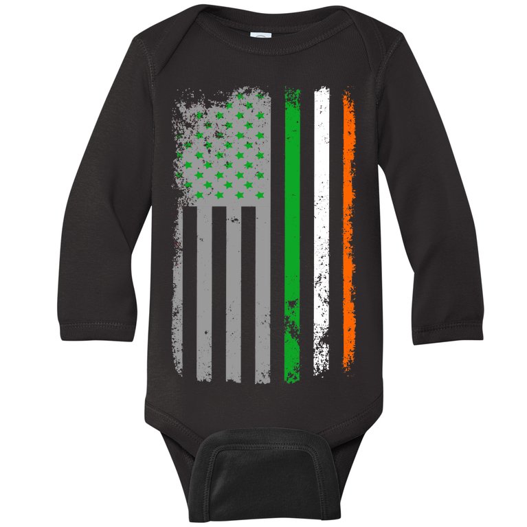 Vintage Irish American Flag Baby Long Sleeve Bodysuit
