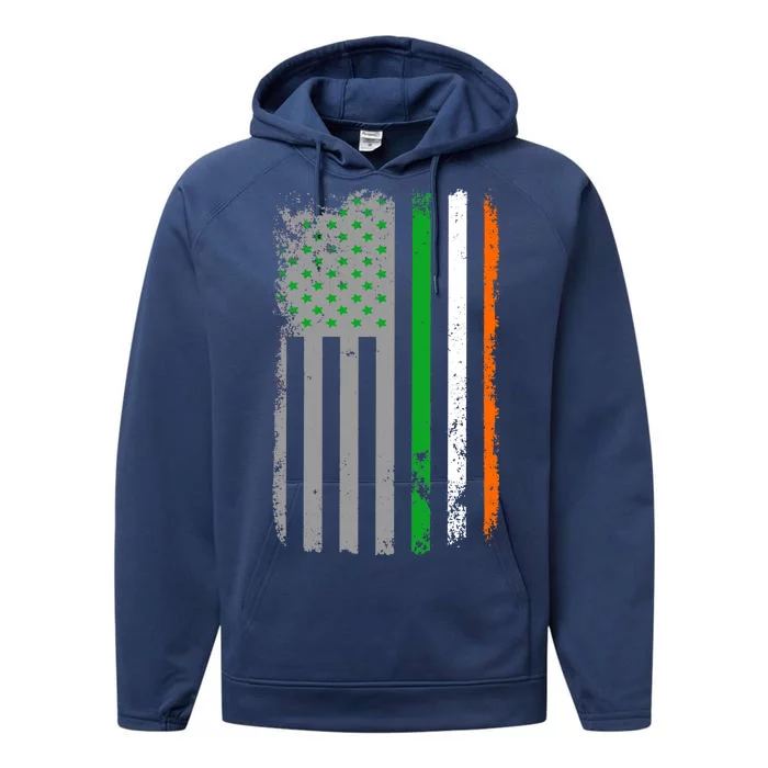 Vintage Irish American Flag Performance Fleece Hoodie