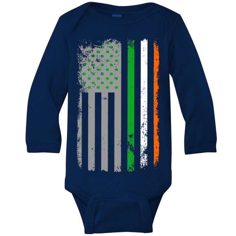 Vintage Irish American Flag Baby Long Sleeve Bodysuit