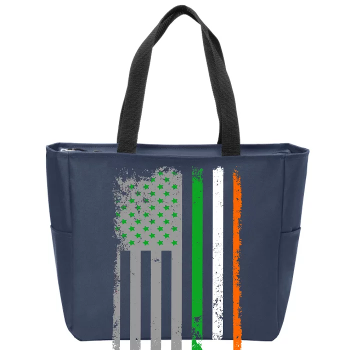 Vintage Irish American Flag Zip Tote Bag