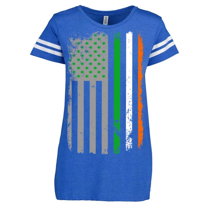 Vintage Irish American Flag Enza Ladies Jersey Football T-Shirt