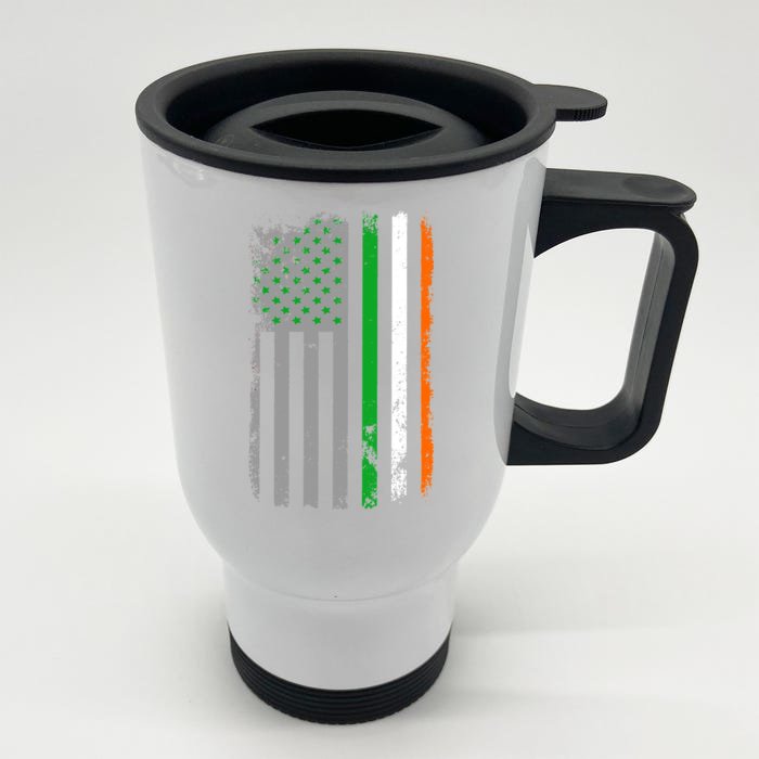 Vintage Irish American Flag Front & Back Stainless Steel Travel Mug