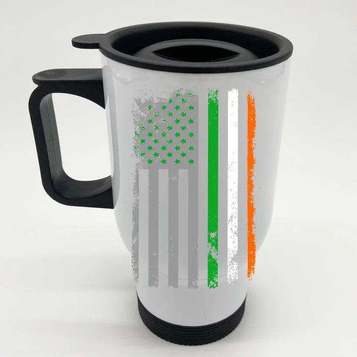 Vintage Irish American Flag Front & Back Stainless Steel Travel Mug