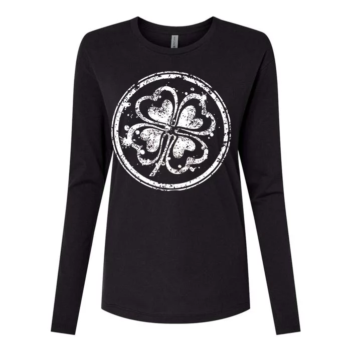 Vintage Irish Clover Cloverleaf Womens Cotton Relaxed Long Sleeve T-Shirt