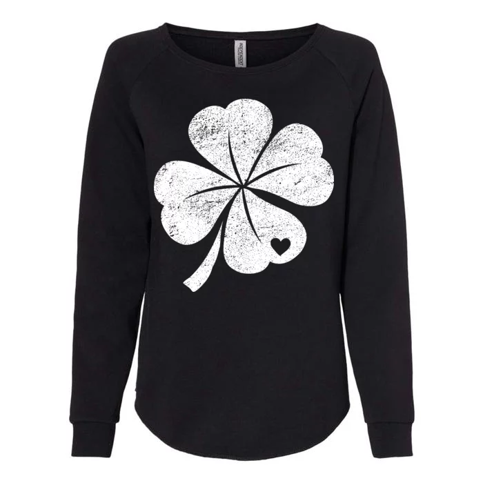 Vintage Irish Clover Heart Womens California Wash Sweatshirt