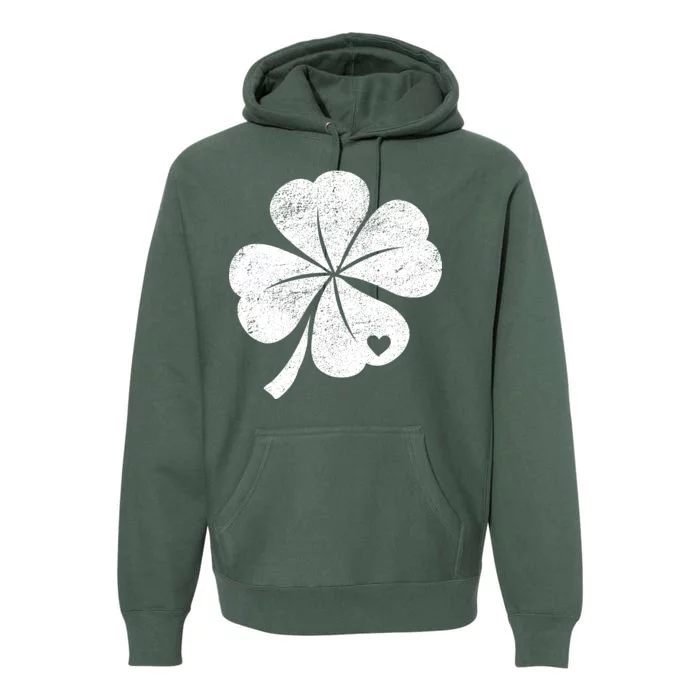 Vintage Irish Clover Heart Premium Hoodie