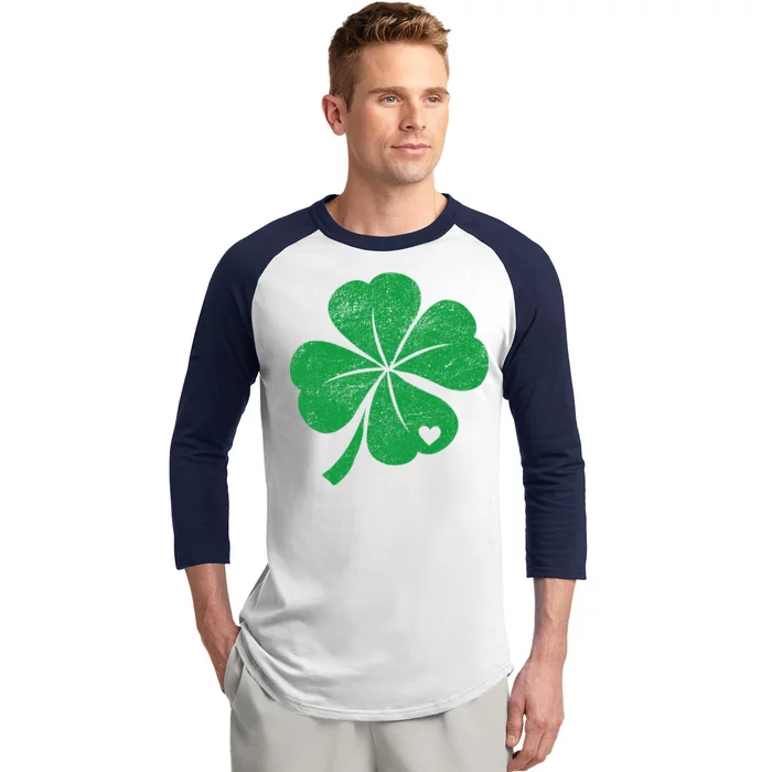 Vintage Irish Clover Heart Baseball Sleeve Shirt