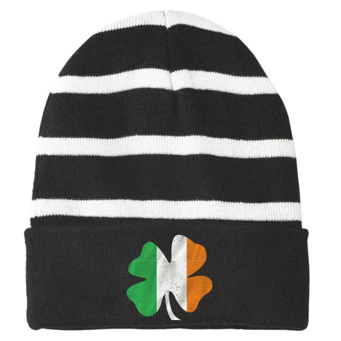 Vintage Irish Cover Ireland Flag Striped Beanie with Solid Band