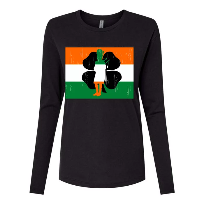 Vintage Irish Flag Of Ireland Womens Cotton Relaxed Long Sleeve T-Shirt