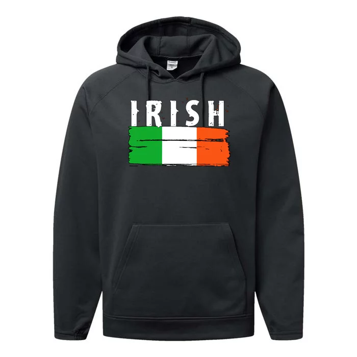 Vintage Irish Ireland Flag Performance Fleece Hoodie