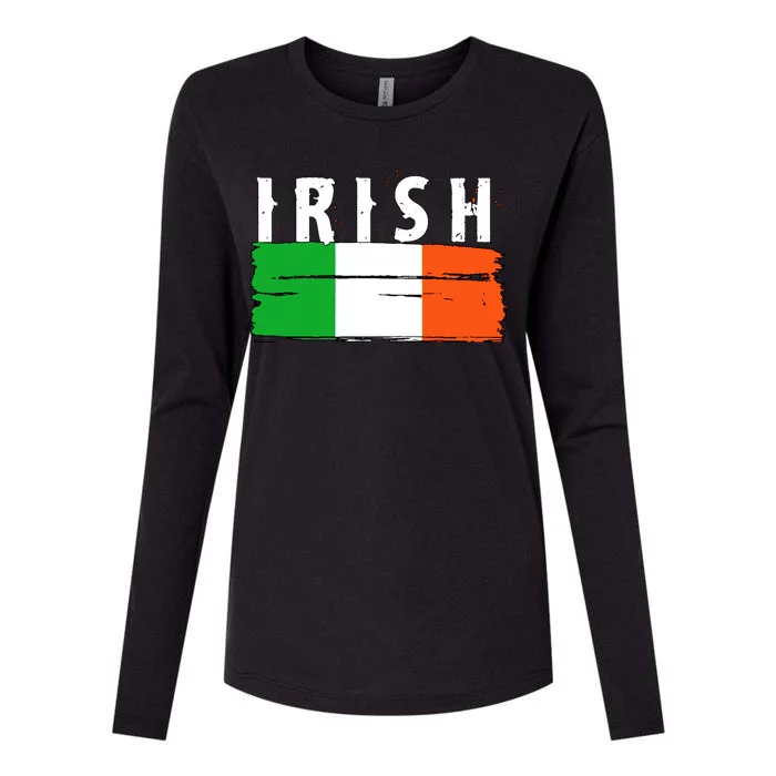 Vintage Irish Ireland Flag Womens Cotton Relaxed Long Sleeve T-Shirt