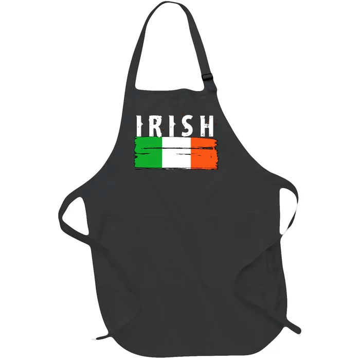 Vintage Irish Ireland Flag Full-Length Apron With Pocket