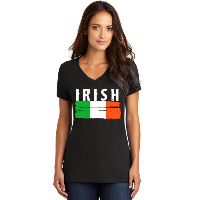 Vintage Irish Ireland Flag Women's V-Neck T-Shirt