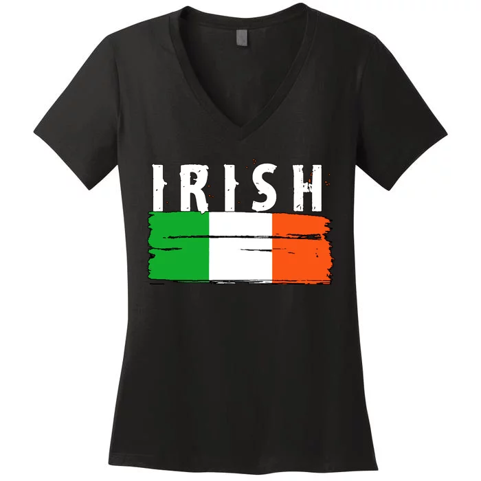 Vintage Irish Ireland Flag Women's V-Neck T-Shirt