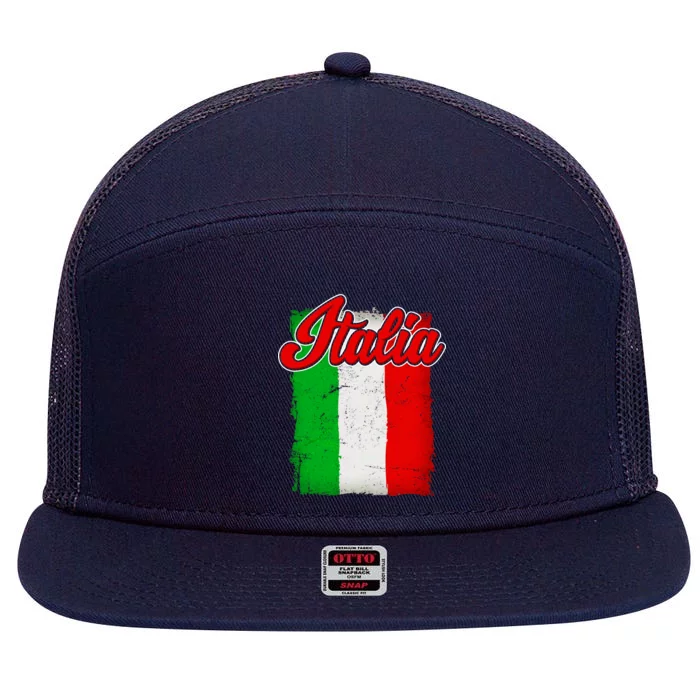 Vintage Italia Flag 7 Panel Mesh Trucker Snapback Hat