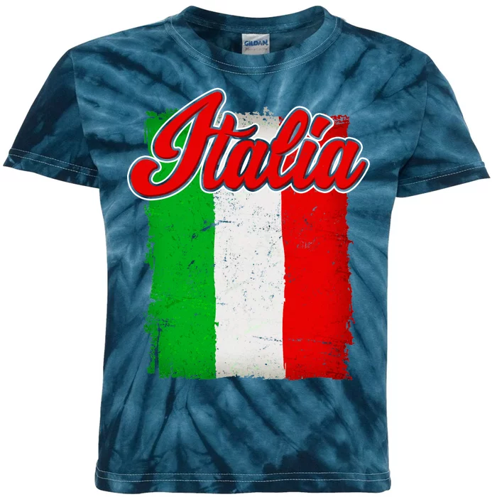 Vintage Italia Flag Kids Tie-Dye T-Shirt