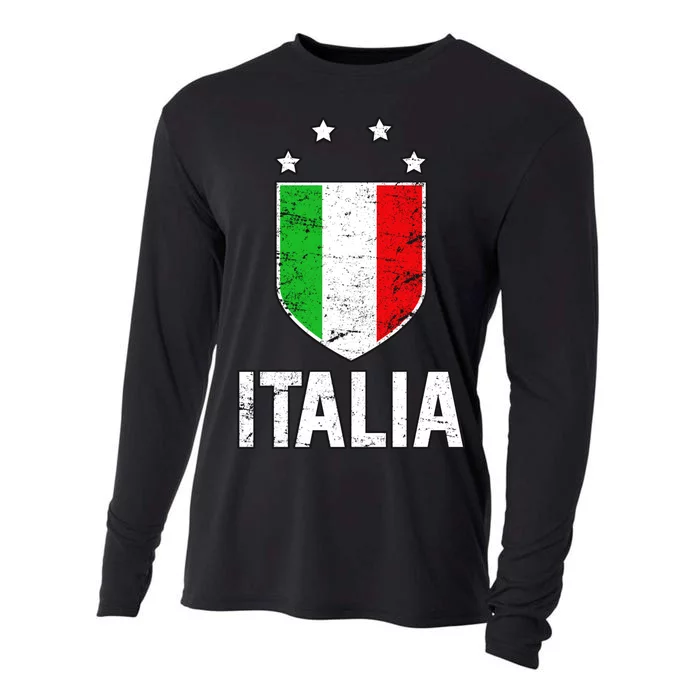 Vintage Italia Shield Crest Cooling Performance Long Sleeve Crew