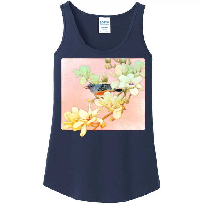 Vintage Japanese Bird Flowers Ladies Essential Tank