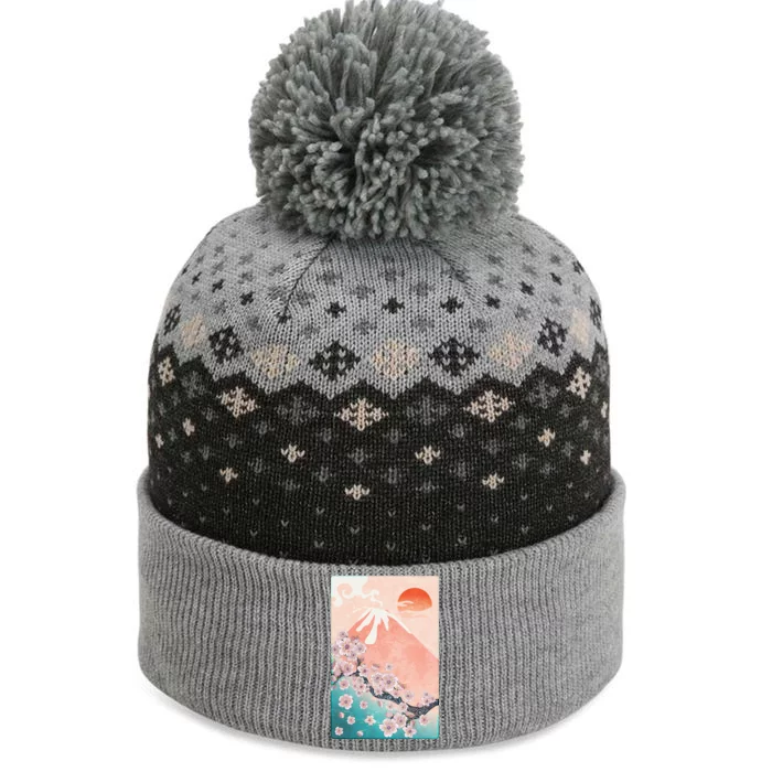 Vintage Japanese Cherry Blossoms with Mount Fuji The Baniff Cuffed Pom Beanie