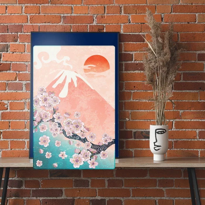 Vintage Japanese Cherry Blossoms with Mount Fuji Poster