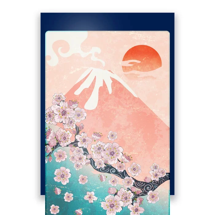 Vintage Japanese Cherry Blossoms with Mount Fuji Poster