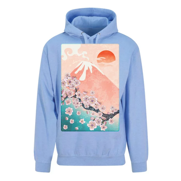 Vintage Japanese Cherry Blossoms with Mount Fuji Unisex Surf Hoodie