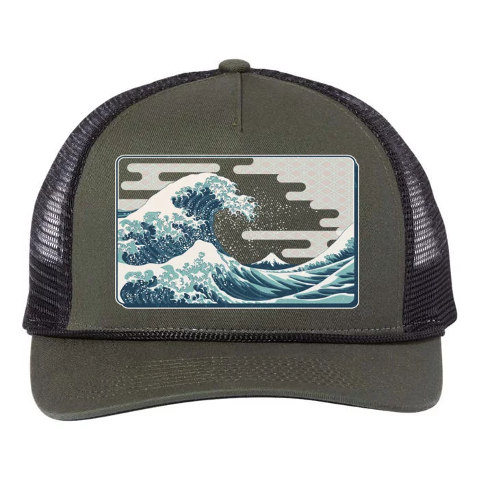 Vintage Japanese Great Wave Retro Rope Trucker Hat Cap