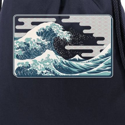 Vintage Japanese Great Wave Drawstring Bag