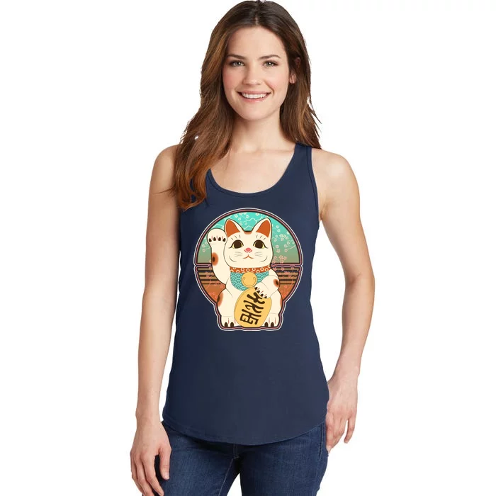 Vintage Japanese Maneki Neko Lucky Cat Ladies Essential Tank