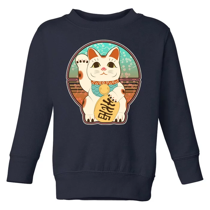 Vintage Japanese Maneki Neko Lucky Cat Toddler Sweatshirt