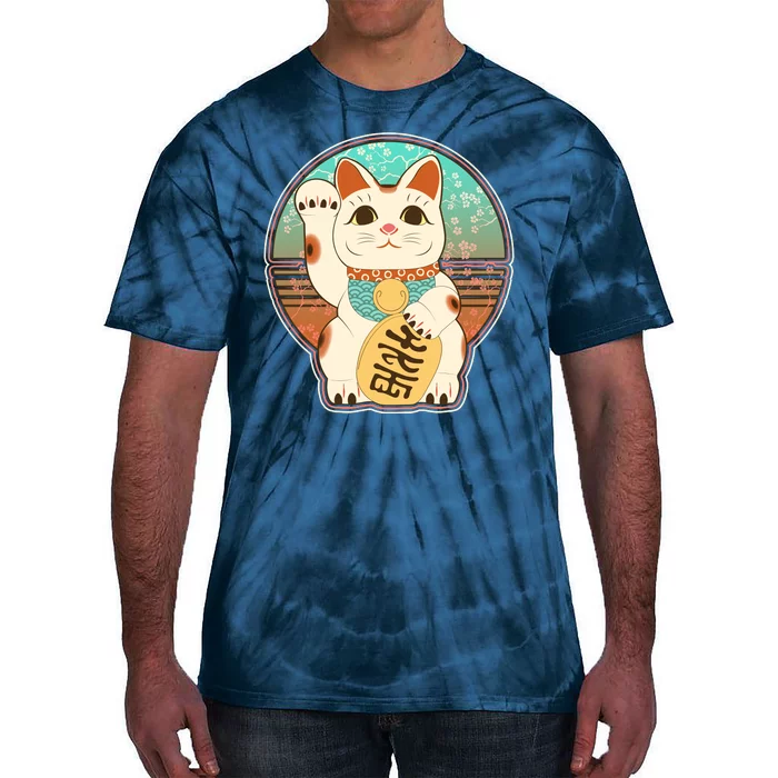 Vintage Japanese Maneki Neko Lucky Cat Tie-Dye T-Shirt