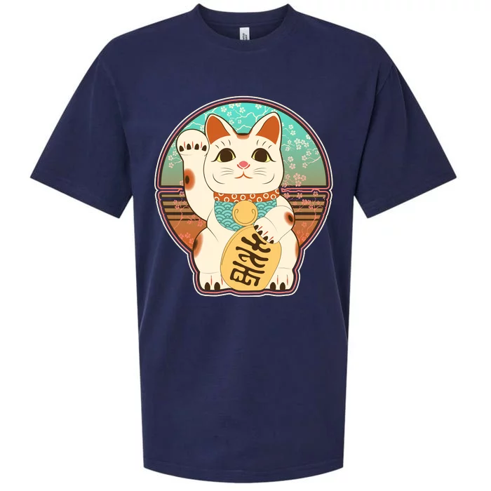 Vintage Japanese Maneki Neko Lucky Cat Sueded Cloud Jersey T-Shirt